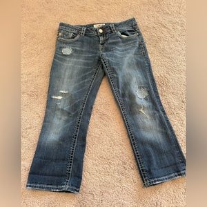 MEK Distressed Cropped Jeans - Indigo Blue